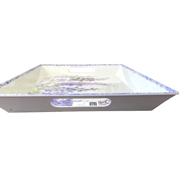 Rachel Ashwell Farmhouse Spring Purple Lilac Floral XL Melamine Tray 14X19 NEW - Picture 2 of 5